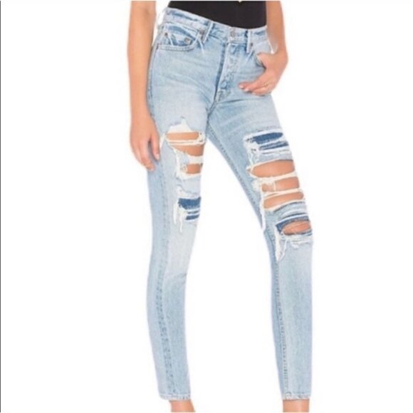 🎉HP🎉 NWT GRLFRNDxRevolve Karolina High-Rise E Street Distressed Skinny Jean 29 - Picture 1 of 11